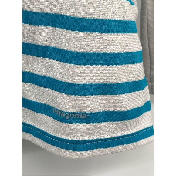 Patagonia Shirt Capilene 3 Midweight Baselayer Women Medium Aqua Blue Stripe - Picture 3 of 10